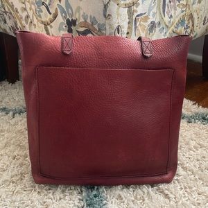 Madewell Medium Transport Tote Genuine Leather Burgundy Shoulder Bag